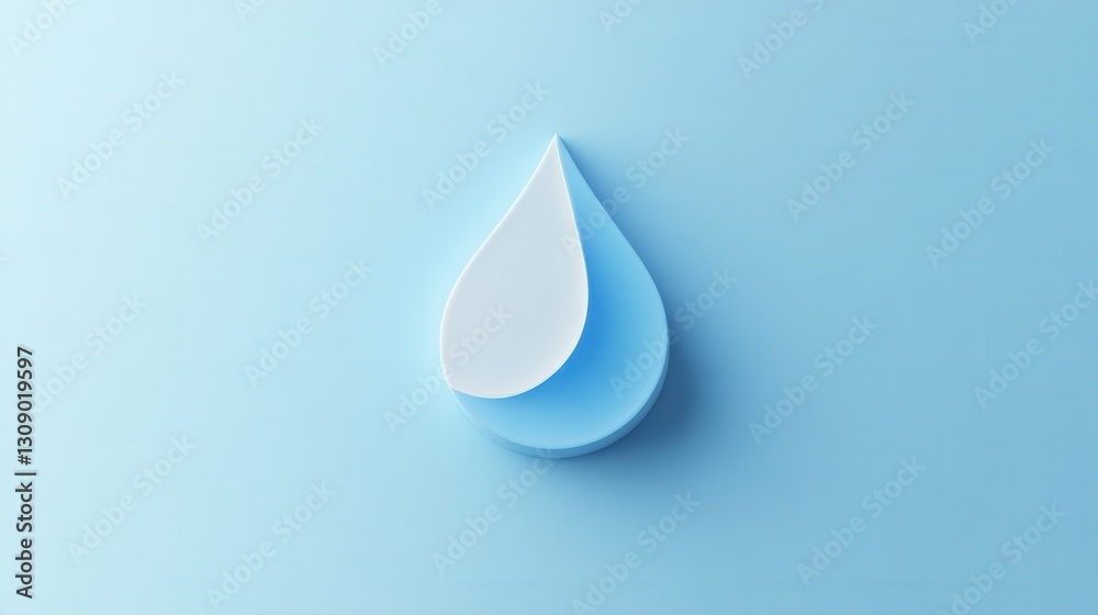 Poster minimalist milk drop logo features soft blue and white tones with smooth curves creating modern dair