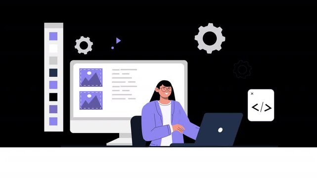 A modern flat-style animation showcasing the design process of intuitive and user-friendly interfaces.