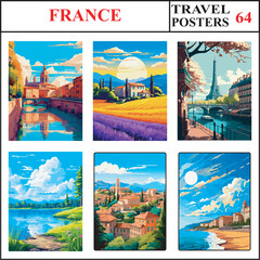 France Toulouse Provence Paris Travel Poster Wall Art Print Collection Set Part 64