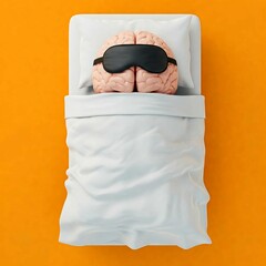 A brain lying in bed with a sleep mask on