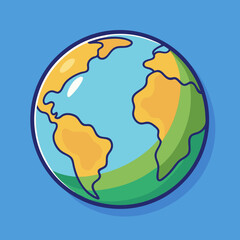 Colorful Earth Globe Vector Illustration, A vibrant and simple vector illustration of the Earth with bright blue oceans and green landmasses.
