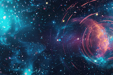A colorful galaxy with a bright orange star in the center