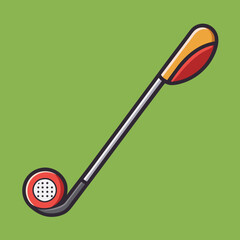 Golf club vector illustration on green background, A vector illustration of a golf club with a colorful head and shaft on a green background.
