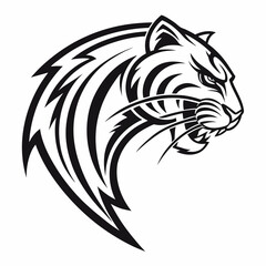 Vector tattoo design of a predatory tiger with a lizard-like appearance, creeping in a unique style