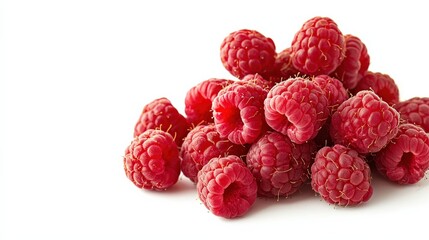 Fresh Raspberries with Tiny Hairs Isolated on White Background