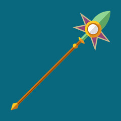 Fantasy magic wand vector with colorful star, A vector illustration of a fantasy magic wand with a colorful star and gemstone, symbolizing magic and enchantment.
