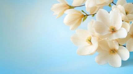 Fototapeta premium A delicate background with white magnolia flowers