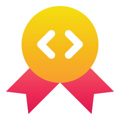 Gradient color icon, illustration for Badge, quality, coding, html.
