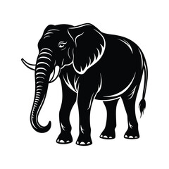 Fototapeta premium Majestic elephant illustration silhouette isolated on white background