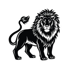 Obraz premium Majestic lion illustration silhouette isolated on white background