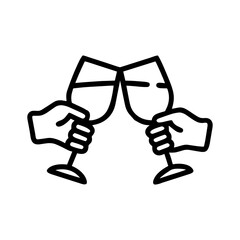 Webcontinuous line champagne cheers hands toasting 