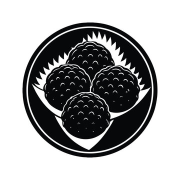 black truffles in round plate clip art preview