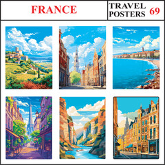 France Provence Lille Nice Travel Poster Wall Art Print Collection Set Part 69
