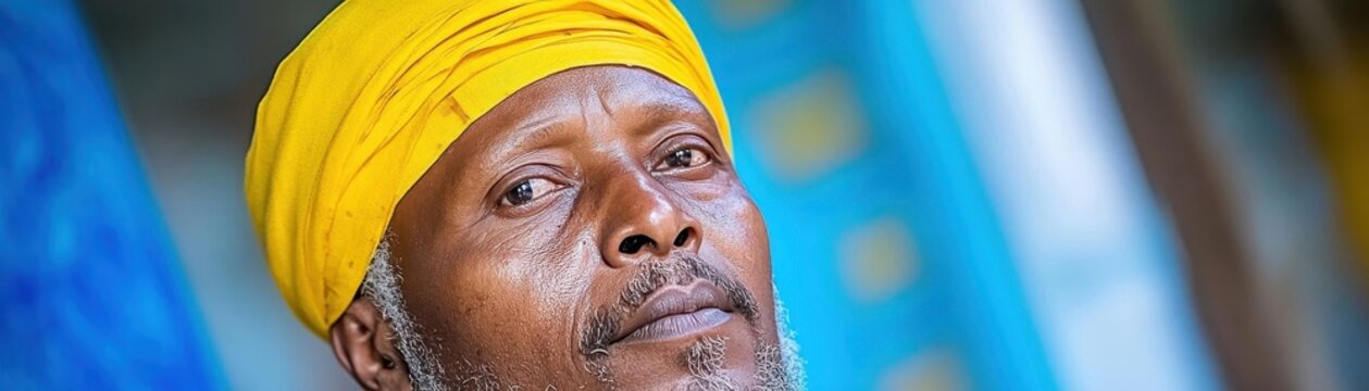 Oromo pilgrim looking inside the shrine of sufi Sheikh Hussein , Oromia, Sheik Hussein, Ethiopia