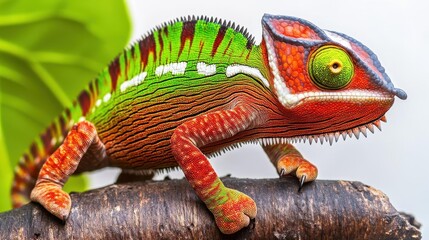 Fototapeta premium Panther chameleon Furcifer pardalis Ambilobe 2 years old endemic from madagascar
