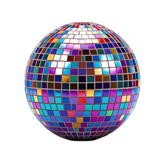 multicolored disco ball on transparent background