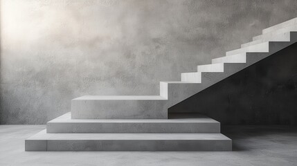 Minimalist concrete staircase design modern indoor architecture with elevated viewpoint