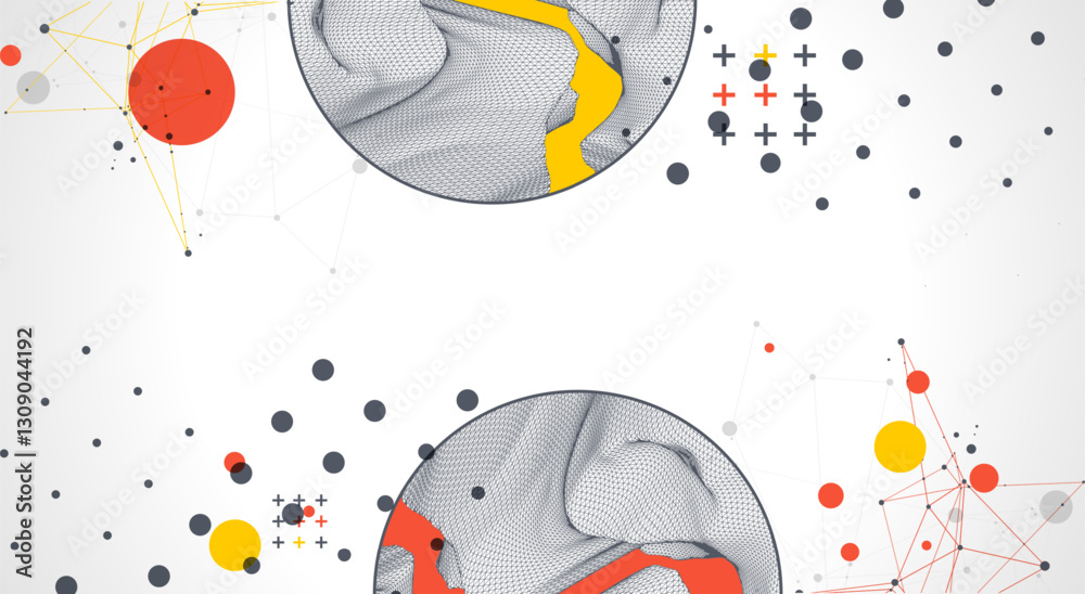 Poster trendy abstract wireframe background. modern science or technology art elements. surface illustratio