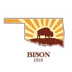 Oklahoma Bison on Sunrise Background Perfect for Print, Apparel, etc © Alif17