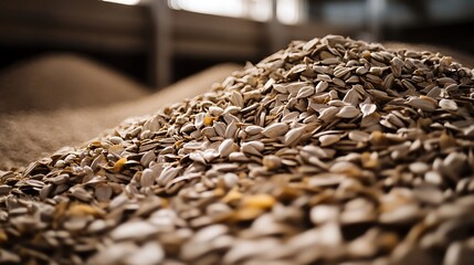 Obraz premium Heap of Untreated Sunflower Seeds for Agriculture Industry Production