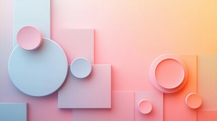 Obraz premium Abstract geometric shapes in soft colors digital art modern design minimalist environment