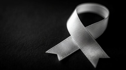 Silver Awareness Ribbon on Black Background