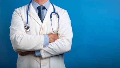 male doctor with stethoscope and crossed arms