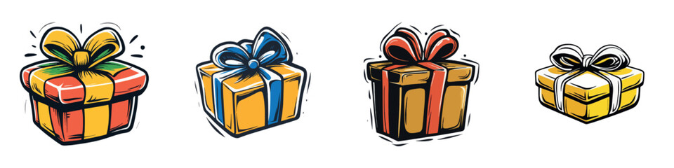 Colorful Gift Boxes with Ribbons and Joyful Vibes