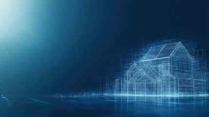 Fototapeta premium A blue background with a house in the middle