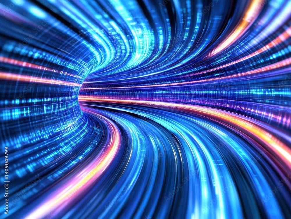 Poster Technology screen with abstract high speed technology POV motion blur