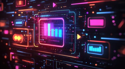Obraz premium Dynamic data visualization interactive graphs and analytics in digital spaces