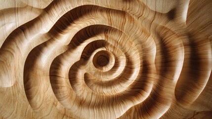 Abstract Wooden Swirl Pattern Natural Light Brown Wood Texture Background Design Element Carving Art Detailed Elegant Decorative Spiral Organic wave  