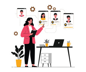 HR Professional Selecting Candidates – Flat Vector Illustration
