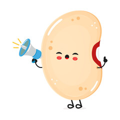 Excited Kidney Bean makes an announcement. Cheerful Legume character