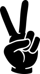 Obraz premium Minimalist illustration of a silhouette style hand signaling with two fingers in a V for victory.