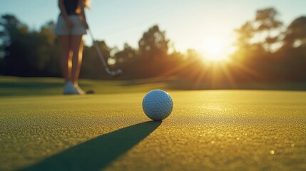 Golfing at sunset: A moment of serene concentration and sporting elegance