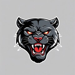 Obraz premium Fierce Black Panther Vector Illustration: Lifelike Wild Cat Cartoon Mascot Logo