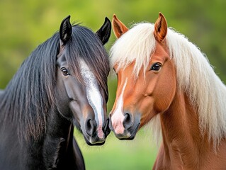 Obraz premium Two horses embracing