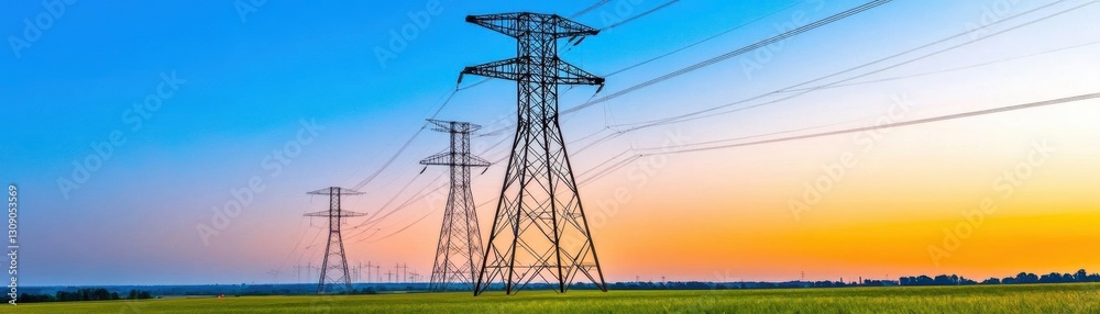 Aufkleber view of illuminated power station during dusk