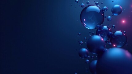 Abstract Blue Spheres Floating in a Dark Background, Representing Innovation and Technological Advancement