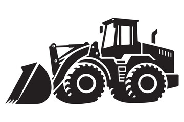 Silhouette vector illustration of heavy bulldozer front loader machine
