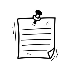 Hand Drawn Stick Note Paper Illustration. Doodle Vector. Isolated on White Background - EPS 10 Vector
