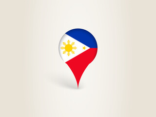 Pin Icon with Philippines National Flag.