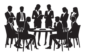Business Meeting Silhouette Vector Illustration Group Teamwork Concept Download