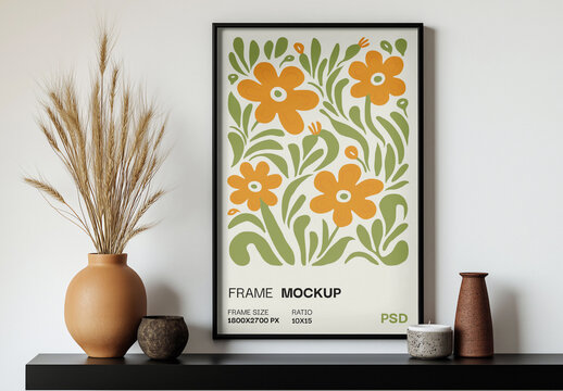 Modern Poster Frame Mockup for Interior Design and Art Display