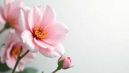 Simple and elegant white background with a bloom, delicate, white background, color