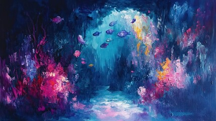 Obraz premium Colorful Underwater Coral Reef Scene