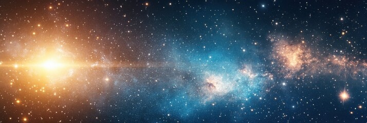 Obraz premium Explore the beauty of a galaxy-inspired background filled with shimmering stars and nebulas