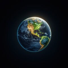 Stunning Earth View from Space with Illuminated Continents at Night