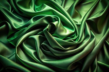 Fototapeta premium Fluid green fabric, dramatically sculpted by long exposure photography, showcases interior design detail.